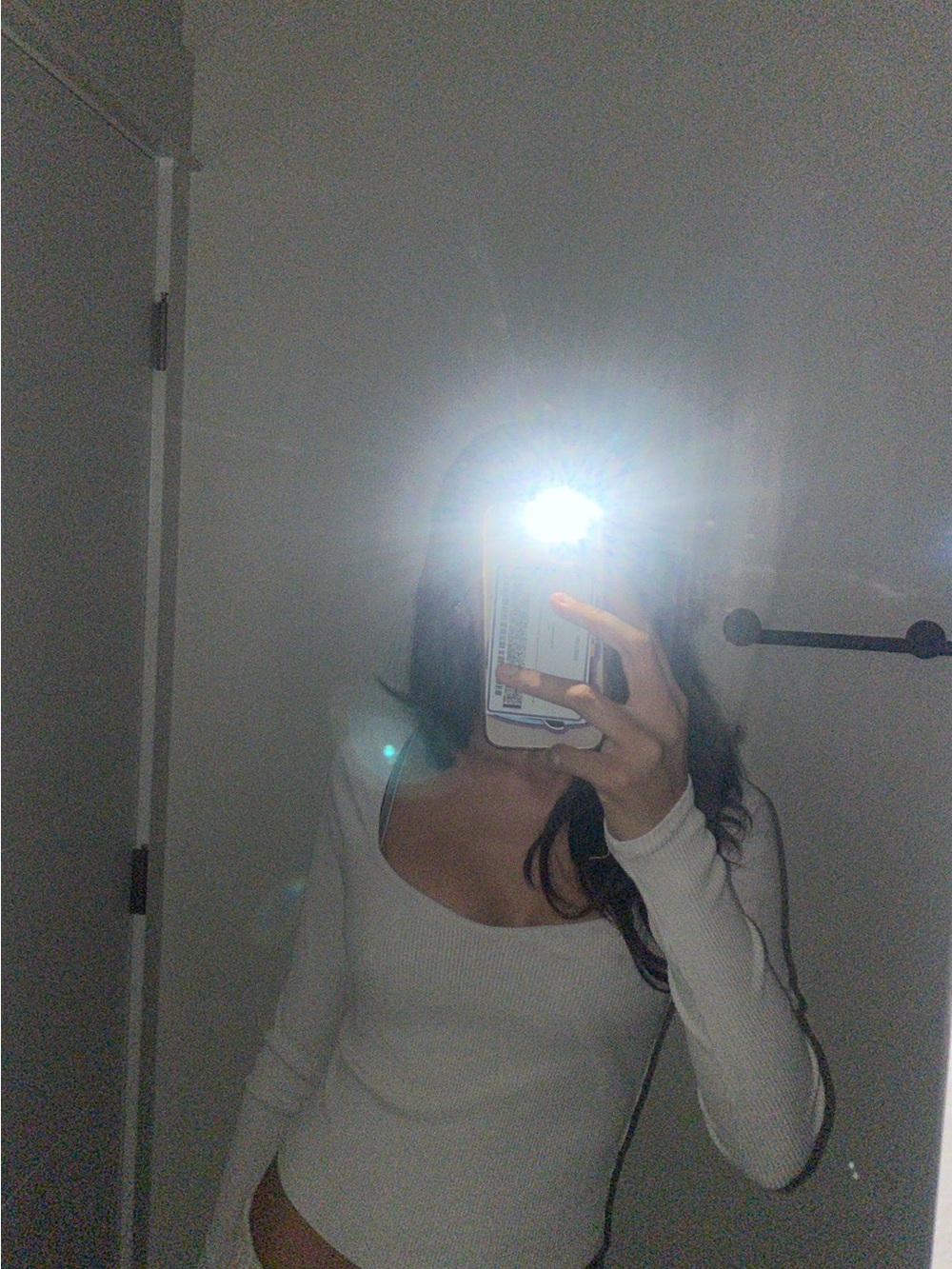 wild fable White Long Sleeve Scoop Neck Ribbed Top